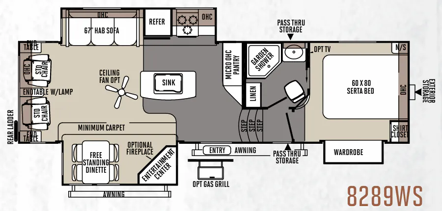 Forest River Rockwood Signature Ultra Lite 8289WS floor plan