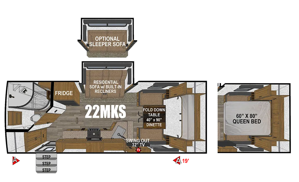 2026 Outdoors Rv TIMBER RIDGE 22MKS T - Floor plan