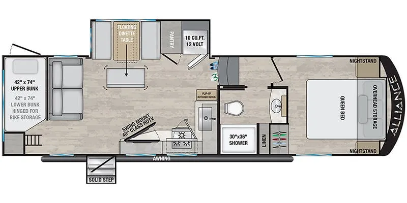 Alliance RV Avenue All-Access Series 28BH floor plan