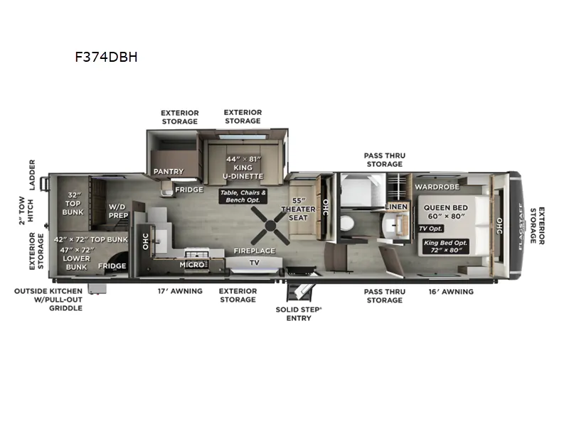 2026 Forest River Flagstaff Classic F374DBH - Floor plan