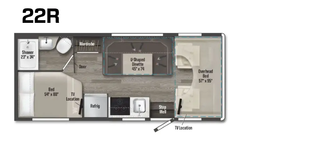 2016 Winnebago Minnie Winnie 22R floor plan