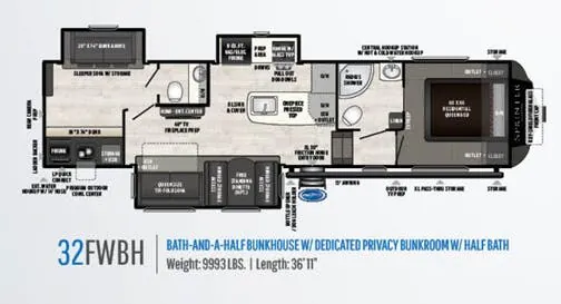 Keystone Sprinter Campfire 32FWBH floor plan