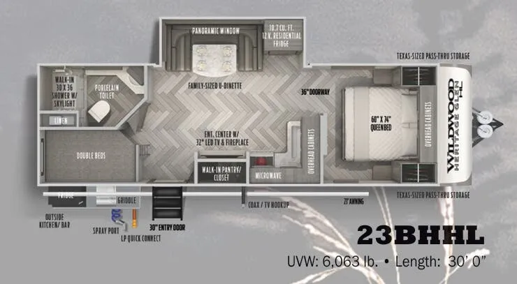 Forest River Wildwood Heritage Glen Hyper-Lyte 23BHHL floor plan