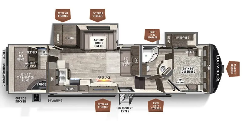 Forest River Rockwood Ultra Lite 2891BH floor plan