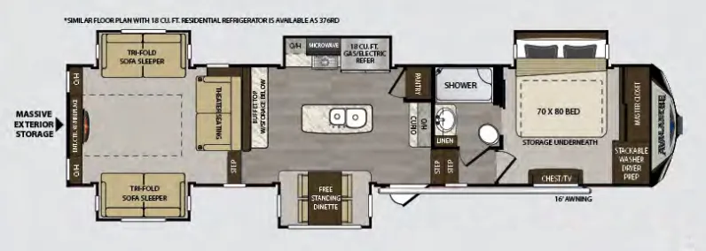Keystone Avalanche 376RD floor plan