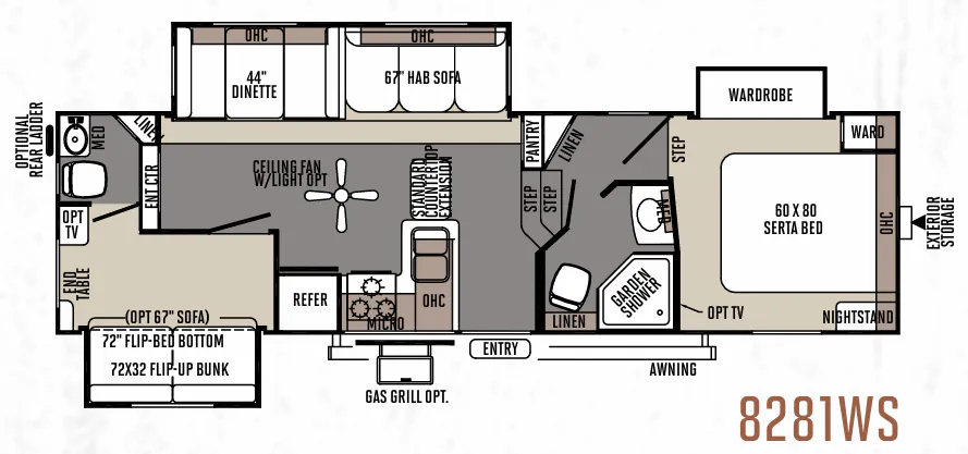 Forest River Rockwood Signature Ultra Lite 8281WS floor plan