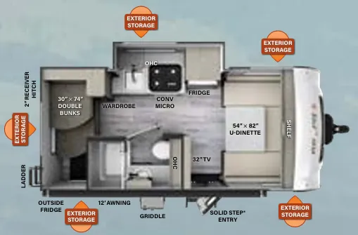 Forest River Rockwood Geo Pro G16BH floor plan