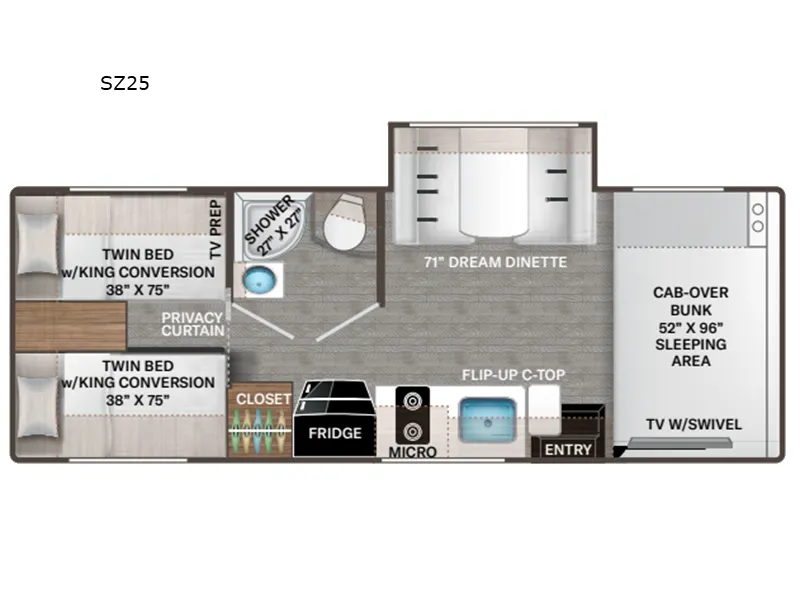 2026 Thor Motor Coach Pasadena SE SZ25 floor plan