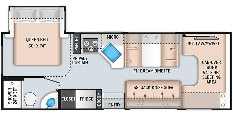 2019 Thor Motor Coach Freedom Elite 26HE floor plan