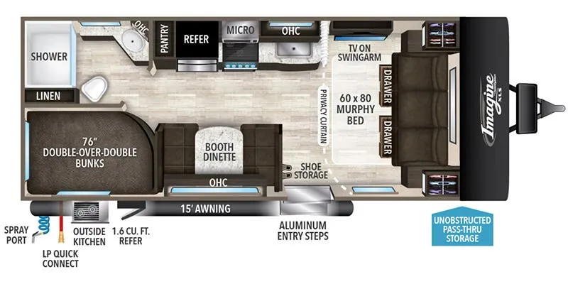 2021 Grand Design Imagine XLS 21BHE floor plan