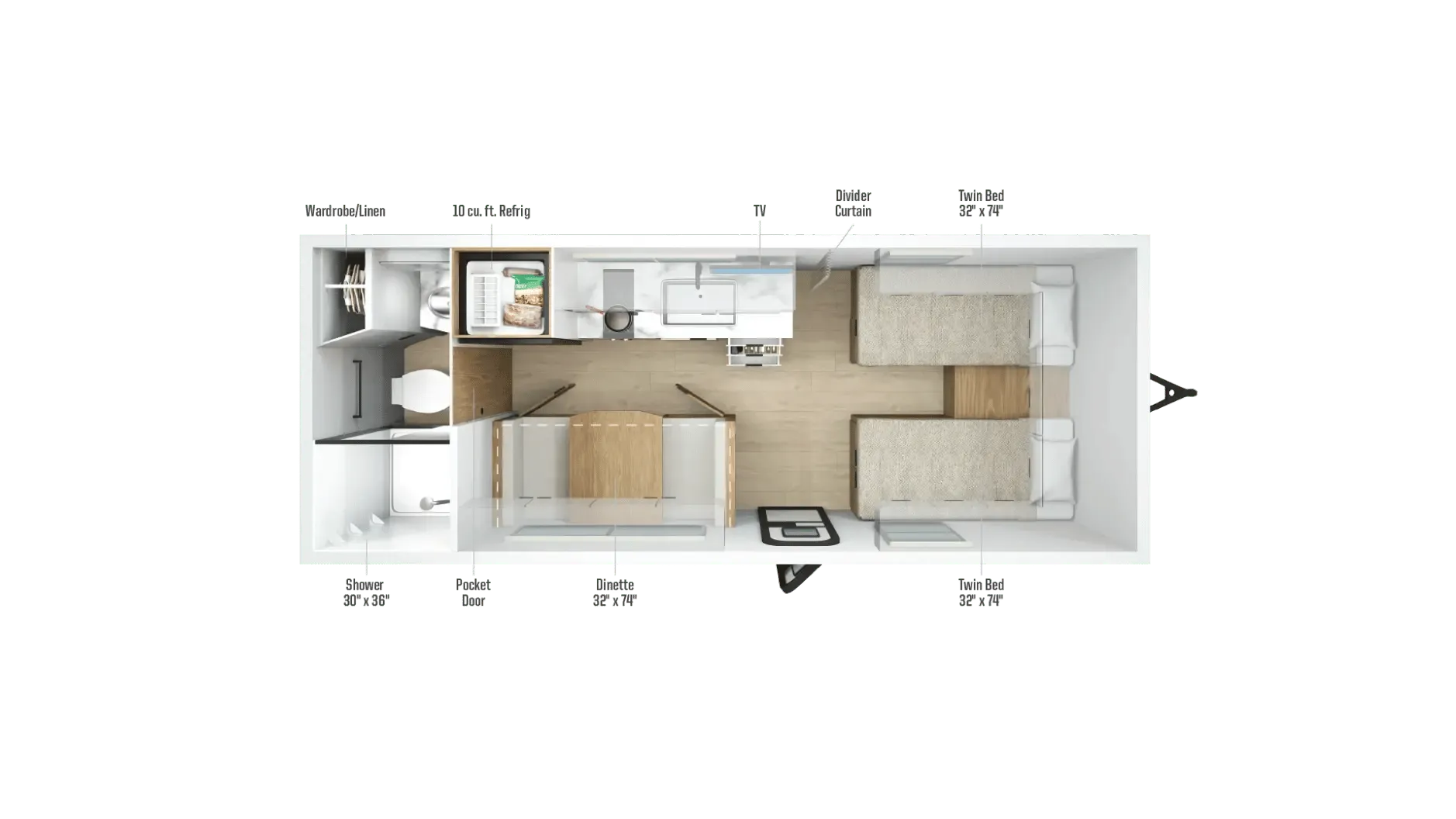 2027 Winnebago Micro Minnie 2000TRB - Floor plan