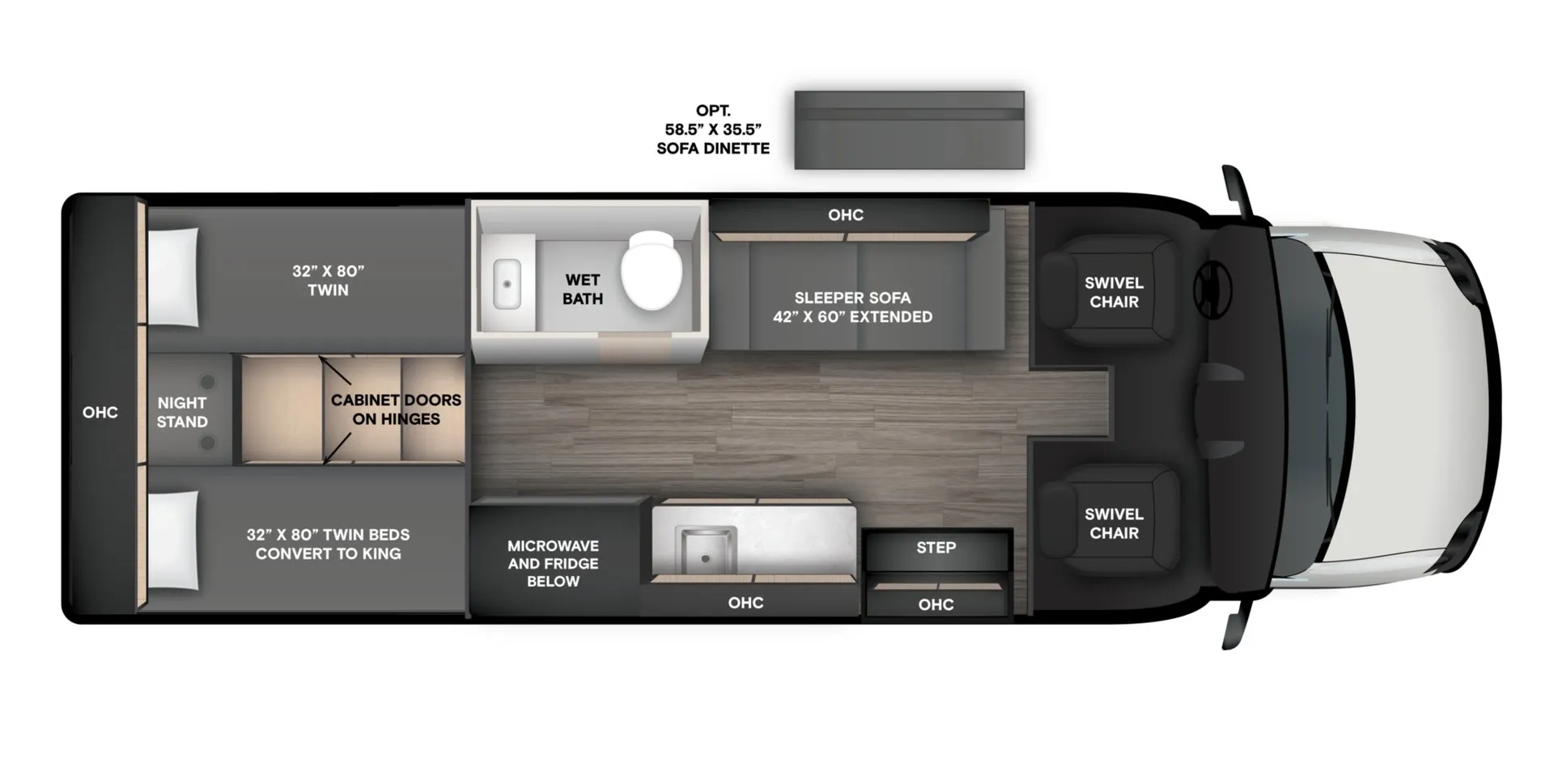 Tiffin Open Trail 25 AO floor plan