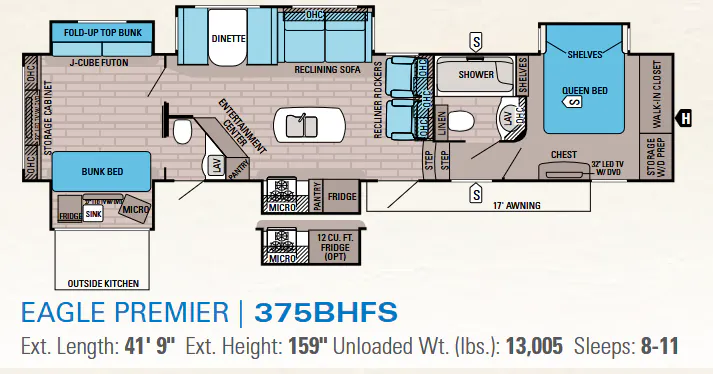 Jayco Eagle Premier 375BHFS floor plan