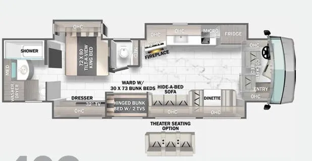 Forest River Berkshire XL 40C floor plan