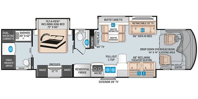 2022 Thor Motor Coach Tuscany 40RT — Floor plan