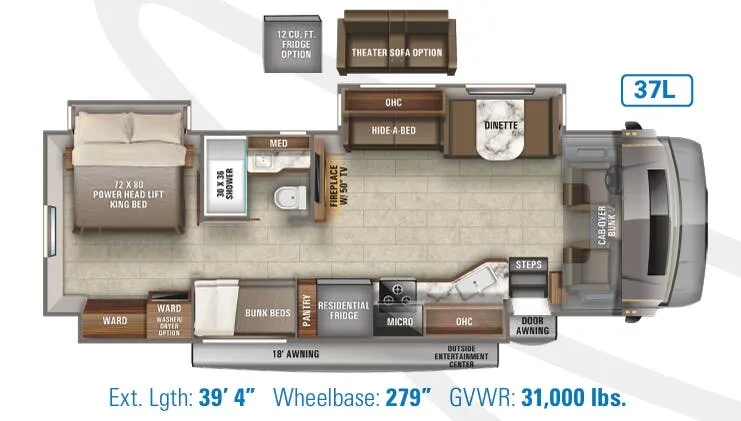 Jayco Seneca 37L floor plan