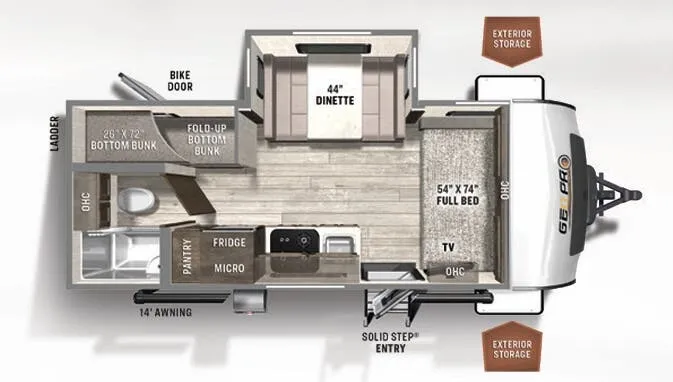 Forest River Rockwood Geo Pro 20BHS floor plan