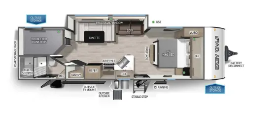 2022 Forest River Cherokee Grey Wolf 26DBH - Floor plan