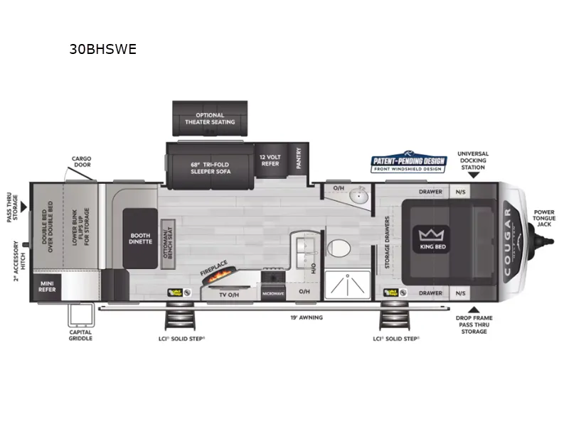 2024 Keystone Cougar Half Ton 30BHSWE - Floor plan