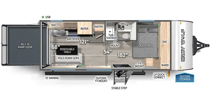 Forest River Cherokee Grey Wolf 18RR floor plan