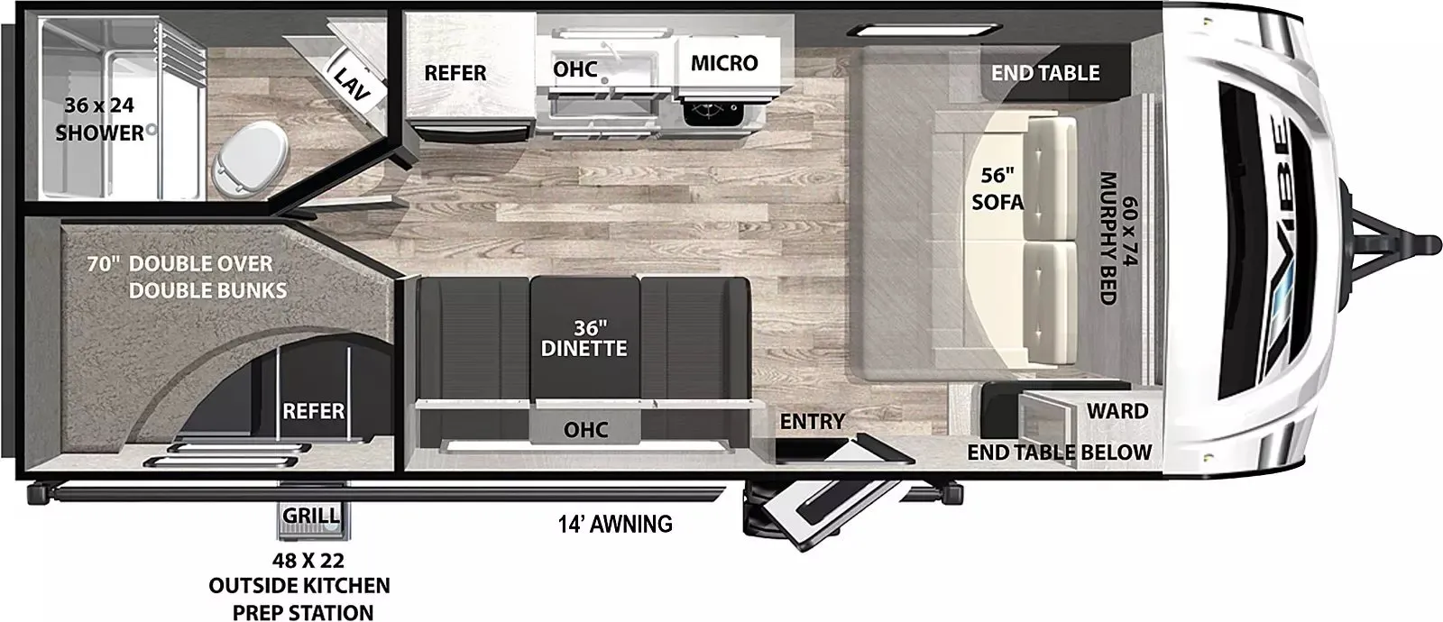 2026 Forest River Vibe 17DB - Floor plan