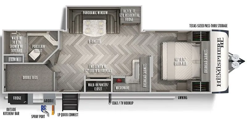 Forest River Salem Hemisphere Lite 23BHHL floor plan