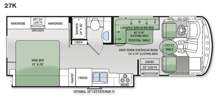 Thor Motor Coach Hurricane 27K floor plan