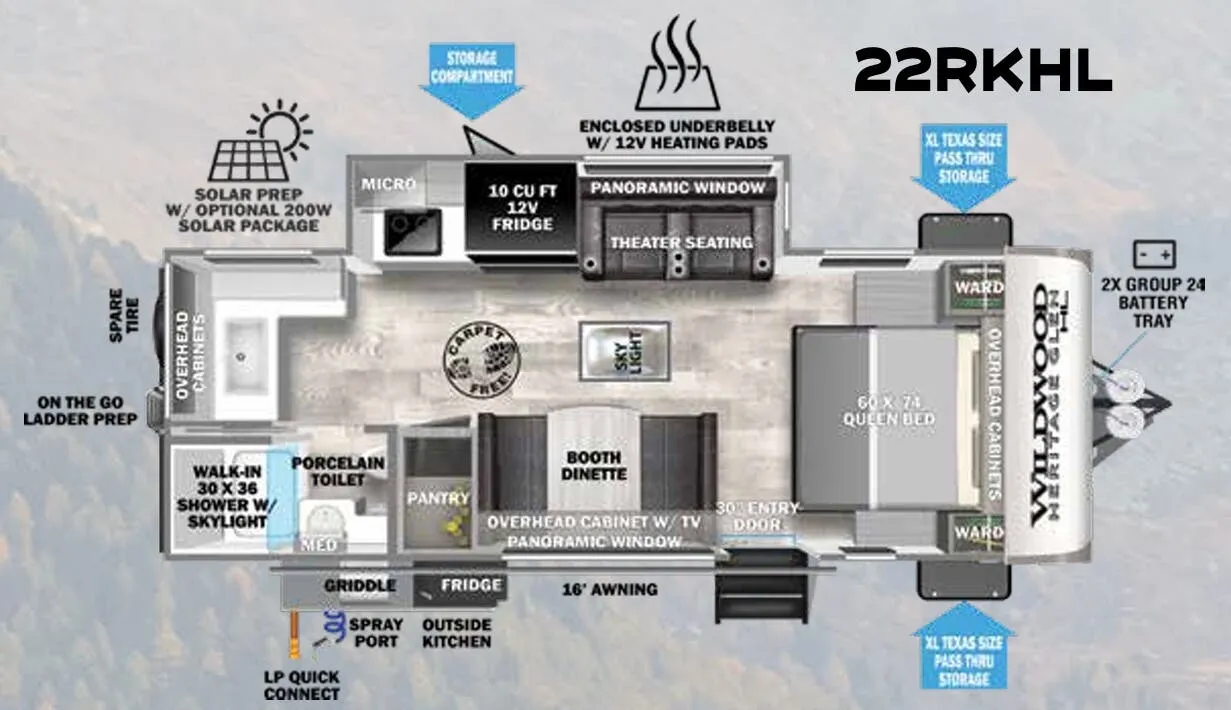 2023 Forest River Wildwood Heritage Glen Hyper-Lyte 22RKHL - Floor plan