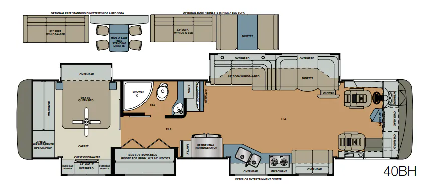 Forest River Berkshire XL 40BH floor plan