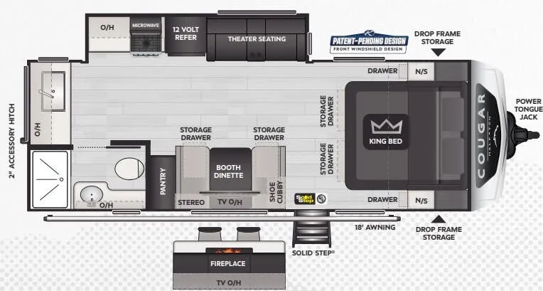 Keystone Cougar Half-Ton 22MLS floor plan