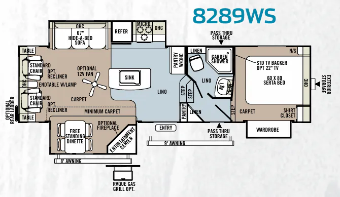 Forest River Rockwood Signature Ultra Lite 8289WS floor plan