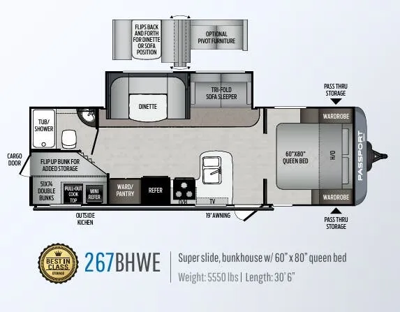 Keystone Passport SL Series 267BHWE floor plan