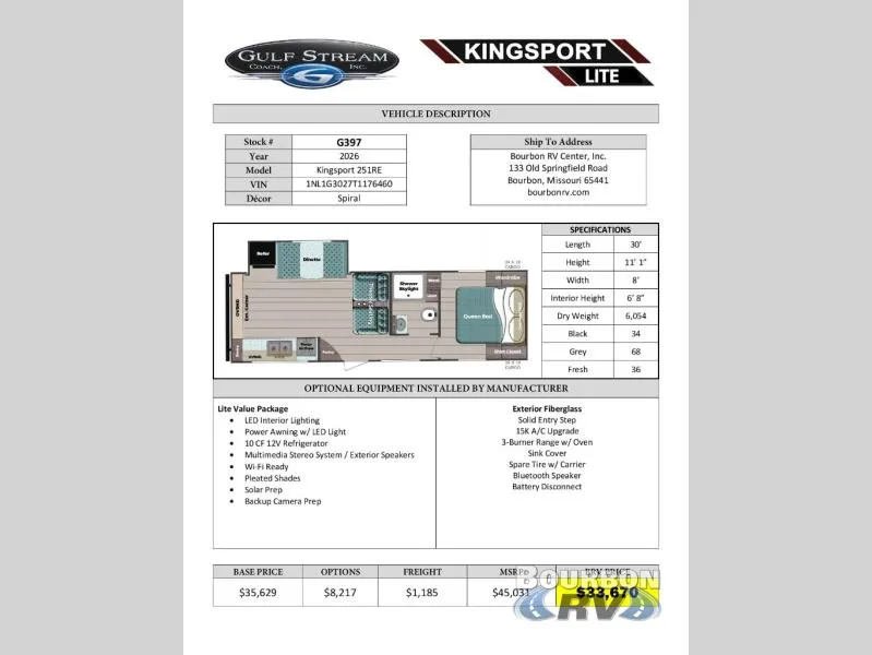 2026 Gulf Stream RV Kingsport Ultra Lite 251RE - Photo 2