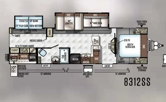 Forest River Rockwood Signature Ultra Lite 8312SS floor plan