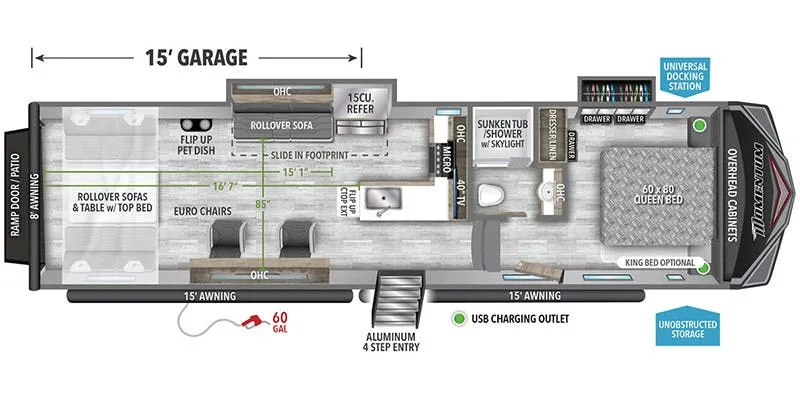 Grand Design Momentum G-Class 325G floor plan