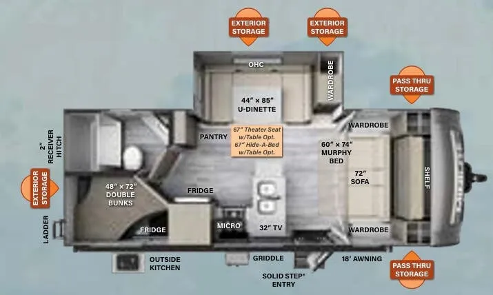 2023 Forest River Rockwood Mini Lite 2509S - Floor plan