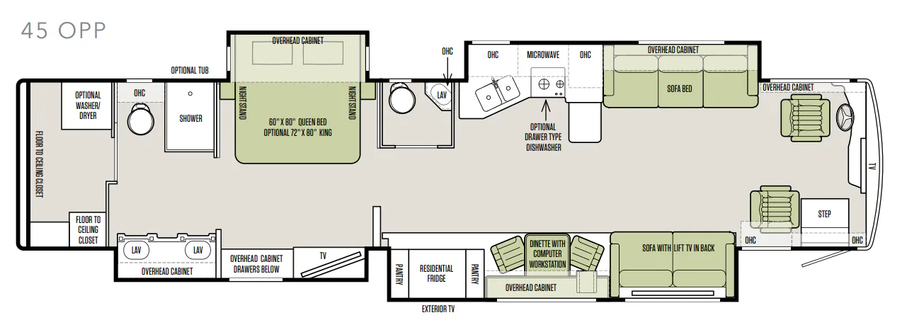 2017 Tiffin Allegro Bus 45 OPP - Floor plan