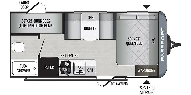 2019 Keystone Passport 175BH - Floor plan