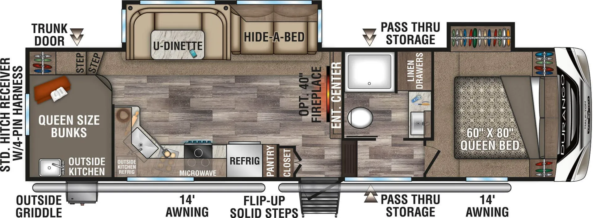 K-Z Durango Half-Ton D286BHD floor plan