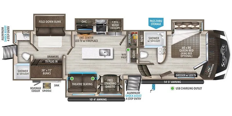 Grand Design Solitude 3950BH-R floor plan