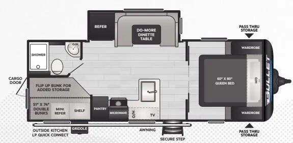 2025 Keystone Bullet Crossfire 2290BH - Floor plan
