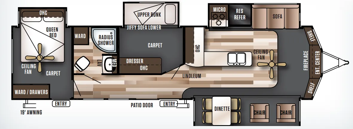 Forest River Wildwood Lodge 385FLBH floor plan