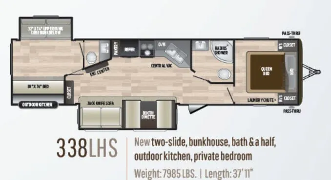 Keystone Hideout LHS 338LHS floor plan