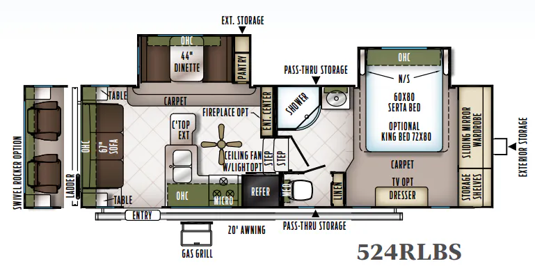 Forest River Flagstaff Super Lite 524RLBS floor plan