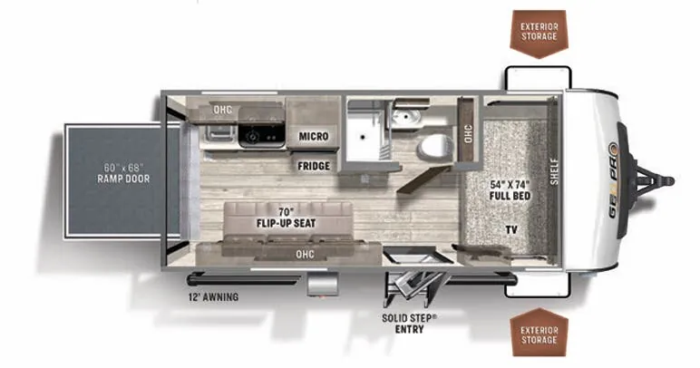 Forest River Rockwood Geo Pro 19FBTH floor plan