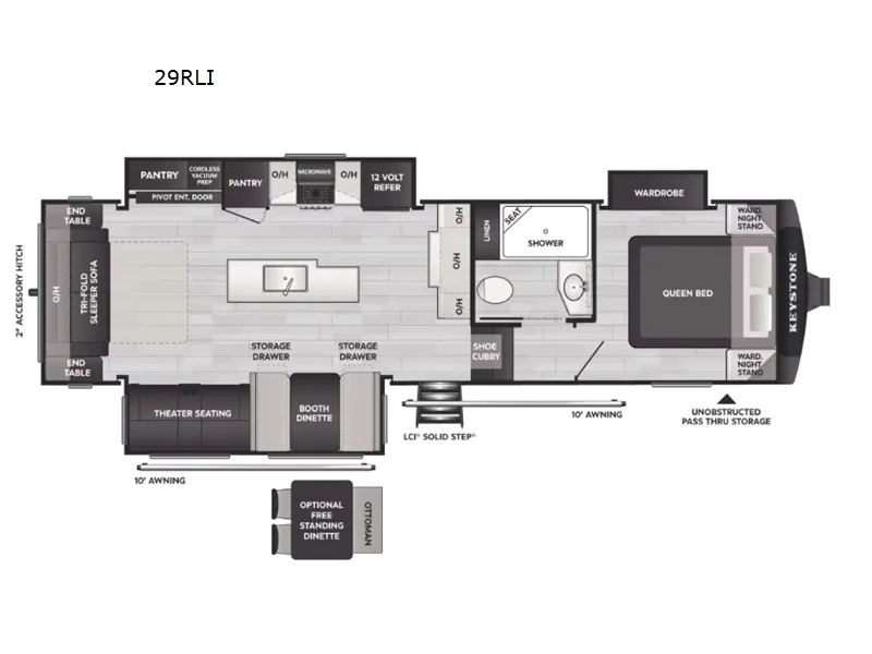 2017 Keystone Cougar 29RLI floor plan