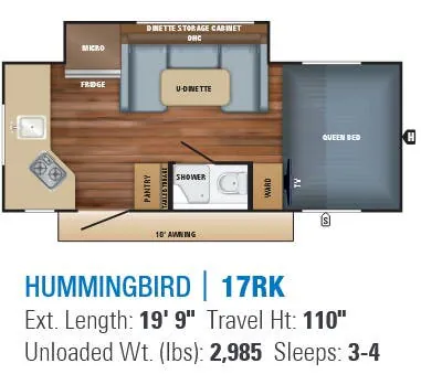 Jayco Hummingbird 17RK floor plan