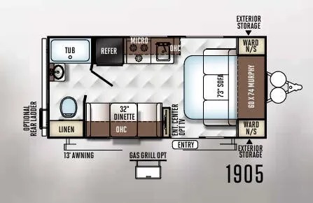 Forest River Rockwood Mini Lite 1905 floor plan
