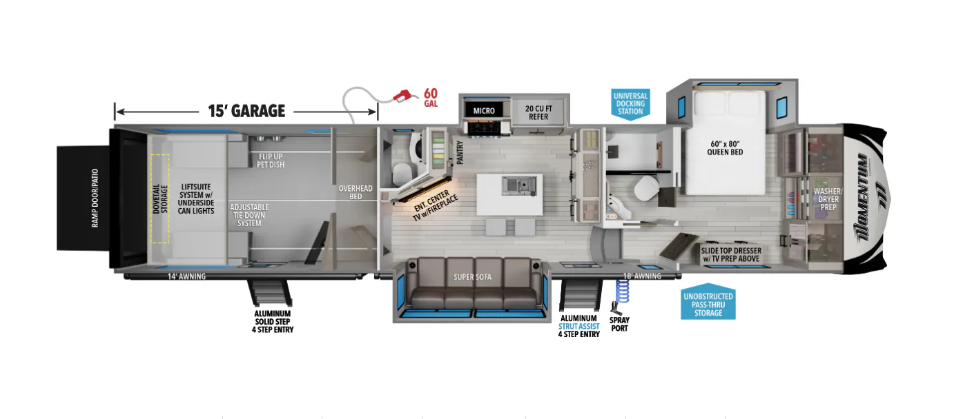Grand Design Momentum M-Class 381MS floor plan