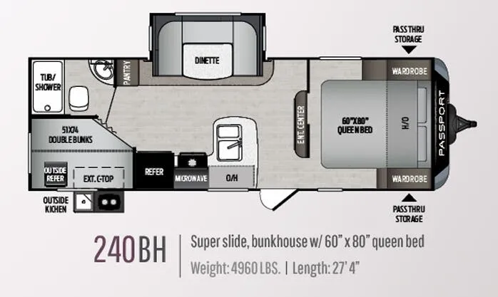 2019 Keystone Passport SL Series 240BH floor plan